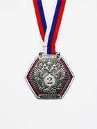 Медаль призовая «2 место», серебро 201, d=8 см, с лентой - Фото 1