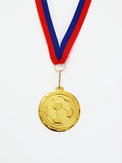 Медаль тематическая «Футбол», золото 199, d=5 см, с лентой