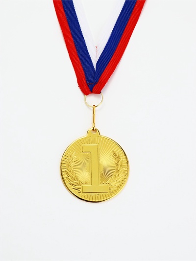 Медаль призовая «1 место», золото 203, d=5 см, с лентой