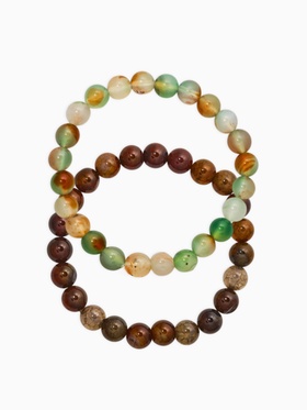 Набор браслетов 2 шт. «Раухтопаз и Агат», d=6 см, шар №8, зелёный, разноцветный  (артикул 10976598)  большой выбор товаров оптом и в розницу по низким ценам с доставкой