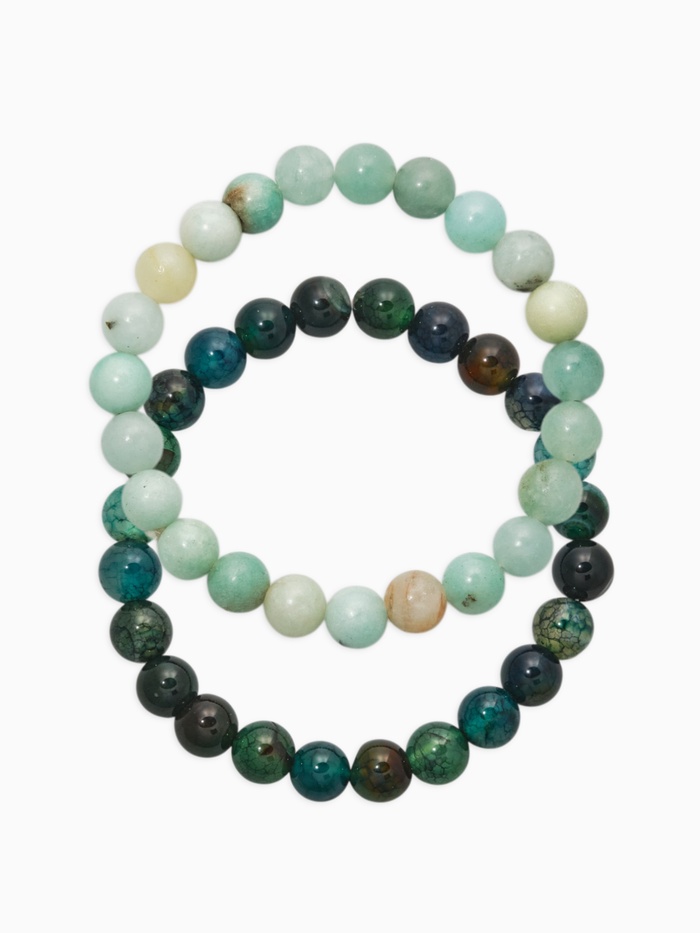 Набор браслетов 2 шт.«Амазонит и Азурит», d=6 см, шар №8, голубой