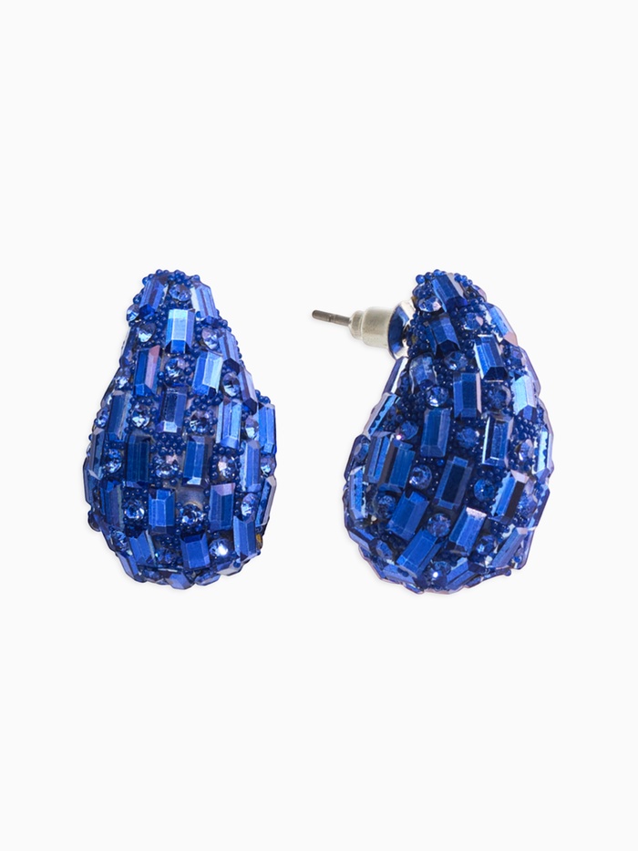 Серьги со стразами «QF. Капля блеск», синие