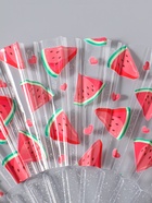 Веер складной пластик «Кусочки арбуза», блеск, 23 см  (артикул 10967192)  большой выбор товаров оптом и в розницу по низким ценам с доставкой