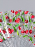 Веер складной пластик «Вишенки», блеск, 23 см  (артикул 10967193)  большой выбор товаров оптом и в розницу по низким ценам с доставкой