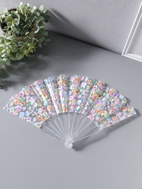 Веер складной пластик «Цветочная россыпь», блеск, 23 см  (артикул 10967194)  большой выбор товаров оптом и в розницу по низким ценам с доставкой