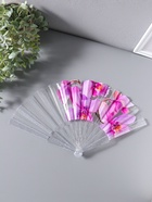 Веер складной пластик «Орхидея розовая», блеск, 23 см  (артикул 10967195)  большой выбор товаров оптом и в розницу по низким ценам с доставкой