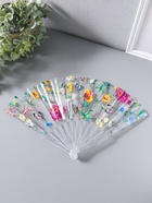 Веер складной пластик «Садовые цветы», блеск, 23 см  (артикул 10967196)  большой выбор товаров оптом и в розницу по низким ценам с доставкой