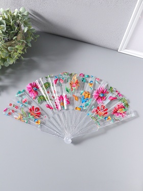 Веер складной пластик «Розовые и красные астры», блеск, 23 см  (артикул 10967197)  большой выбор товаров оптом и в розницу по низким ценам с доставкой