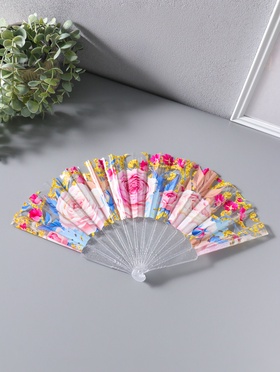 Веер складной пластик «Чайные розы», блеск, 23 см  (артикул 10967199)  большой выбор товаров оптом и в розницу по низким ценам с доставкой