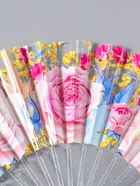 Веер складной пластик «Чайные розы», блеск, 23 см  (артикул 10967199)  большой выбор товаров оптом и в розницу по низким ценам с доставкой