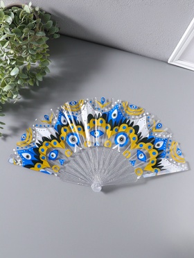 Веер складной пластик «Узор от сглаза», блеск, 23 см  (артикул 10967201)  большой выбор товаров оптом и в розницу по низким ценам с доставкой