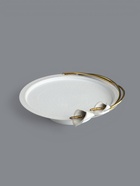 УЦЕНКА Фруктовница «Белые цветы каллы» белая с золотом нержавеющая сталь 25×26×7.5 см - Фото 2