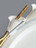 УЦЕНКА Фруктовница «Белые цветы каллы» белая с золотом нержавеющая сталь 25×26×7.5 см - Фото 5