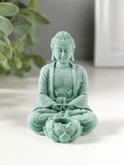 Фигурка - подсвечник на 1 свечу, подставка для благовоний конус «Будда и лотос», полистоун, зелёный, d=1.5 см, 7.7×5.5×9 см  (артикул 10956763)  большой выбор товаров оптом и в розницу по низким ценам с доставкой