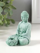 Фигурка - подсвечник на 1 свечу, подставка для благовоний конус «Будда и лотос», полистоун, зелёный, d=1.5 см, 7.7×5.5×9 см  (артикул 10956763)  большой выбор товаров оптом и в розницу по низким ценам с доставкой