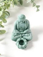 Фигурка - подсвечник на 1 свечу, подставка для благовоний конус «Будда и лотос», полистоун, зелёный, d=1.5 см, 7.7×5.5×9 см  (артикул 10956763)  большой выбор товаров оптом и в розницу по низким ценам с доставкой