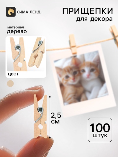 Прищепки для декора, набор 100 шт., 2.5×0.8 см