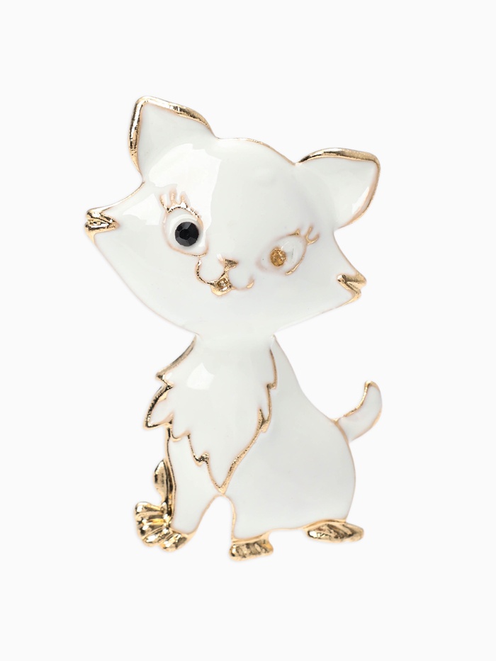 УЦЕНКА Брошь «Котенок» взъерошенный, цвет белый в золоте - Фото 1