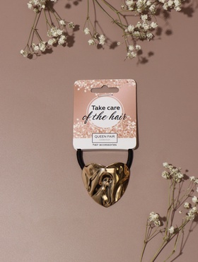 Резинка для волос QF «Залин» сердце, 4 см, золото  (артикул 10883556)  большой выбор товаров оптом и в розницу по низким ценам с доставкой