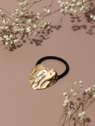 Резинка для волос QF «Залин» сердце, 4 см, золото