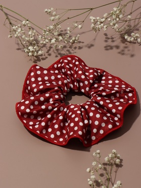 Резинка для волос QF «Орбита гранд» горох, 15 см, бело-красная  (артикул 10956904)  большой выбор товаров оптом и в розницу по низким ценам с доставкой