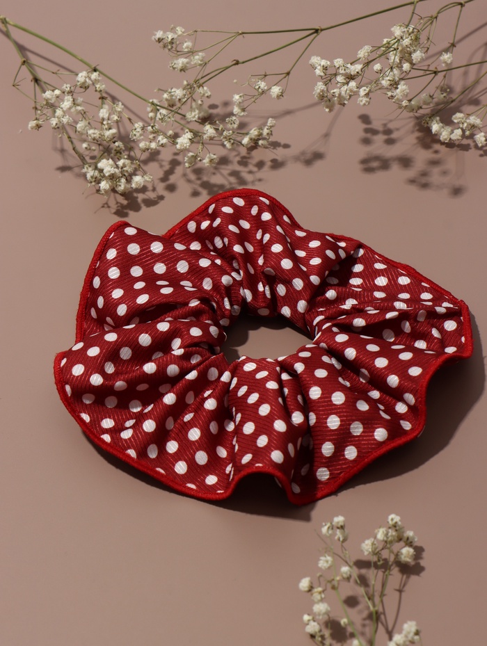 Резинка для волос QF «Орбита гранд» горох, 15 см, бело-красная - Фото 1