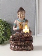 Фигура - подсвечник на 1 свечу «Будда с лотосом», с золотой патиной, 10×14.5×25 см  (артикул 10961675)  большой выбор товаров оптом и в розницу по низким ценам с доставкой