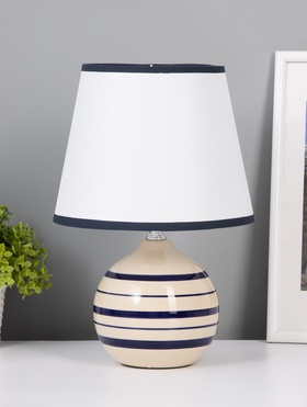 Лампа настольная «Полоски. Ретро», E27, 40 Вт, бежевый с синим, 20×20×32.5 см  (артикул 10968285)  большой выбор товаров оптом и в розницу по низким ценам с доставкой