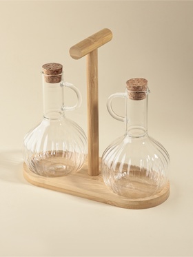 Набор бутылей для масла «Удобство», 350 мл, на подставке, стекло, прозрачный  (артикул 10971708)  большой выбор товаров оптом и в розницу по низким ценам с доставкой