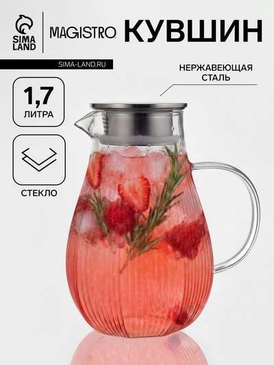Кувшин «Грани», 1.7 л, 13×18.5×21.5 см, стекло, прозрачный