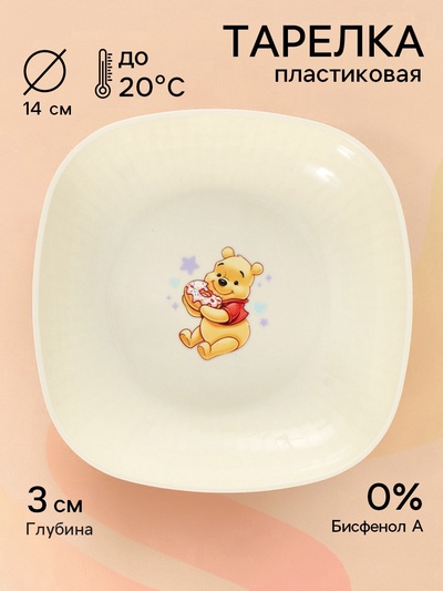 Тарелка пластиковая детская, 14.5×14.5 см