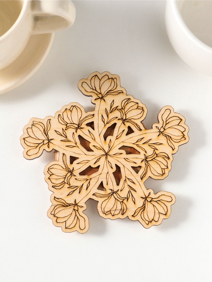 Подставка под горячее «Цветы красивые», 11 см, можжевельник, фанера - Фото 1