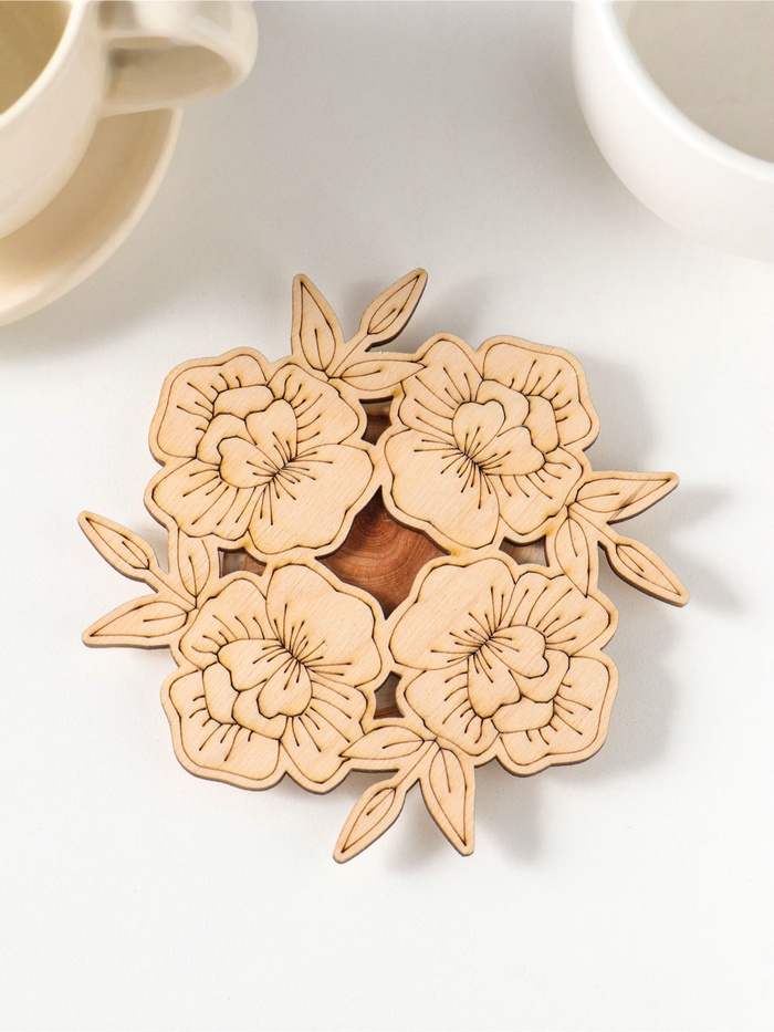 Подставка под горячее «Цветы весны», 11 см, можжевельник, фанера - Фото 1