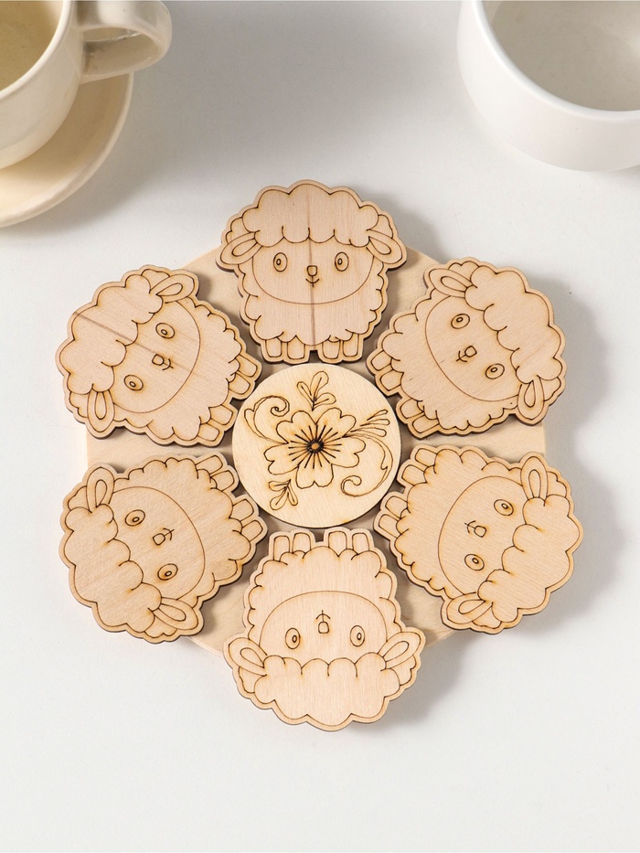 Подставка под горячее «Овечка и цветок» 19 см, можжевельник, фанера - Фото 1