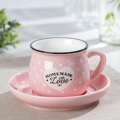 УЦЕНКА Кофейная пара «Уютный дом» чашка 180 мл, 9.5×6.5×7.5 см, блюдце 12.5×1.5 см, цвет МИКС 392948