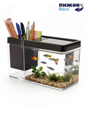 Аквариум настольный, 1.5 л, 17×8×10 см, с отсеком, чёрный  (артикул 10957251)  большой выбор товаров оптом и в розницу по низким ценам с доставкой