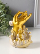 Подставка для благовоний «Будда и рука», стелющийся дым, беж с патиной, 9×8.5×11.5 см  (артикул 10964503)  большой выбор товаров оптом и в розницу по низким ценам с доставкой