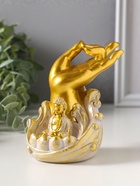 Подставка для благовоний «Будда и рука», стелющийся дым, беж с патиной, 9×8.5×11.5 см  (артикул 10964503)  большой выбор товаров оптом и в розницу по низким ценам с доставкой