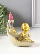 Подставка для благовоний «Маленький хотей на листе», стелющийся дым, беж с патиной, 10×7.5×9 см  (артикул 10964504)  большой выбор товаров оптом и в розницу по низким ценам с доставкой