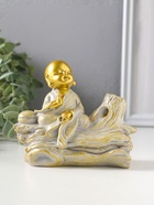 Подставка для благовоний «Хотей на коряге», стелющийся дым, беж с патиной, 12.5×5.5×10.5 см  (артикул 10964507)  большой выбор товаров оптом и в розницу по низким ценам с доставкой