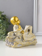 Подставка для благовоний «Хотей на коряге», стелющийся дым, беж с патиной, 12.5×5.5×10.5 см  (артикул 10964507)  большой выбор товаров оптом и в розницу по низким ценам с доставкой