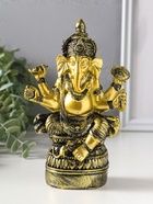 Фигурка полистоун «Ганеша на пуфе», золотая бронза, 6×11.3×16.5 см  (артикул 10964514)  большой выбор товаров оптом и в розницу по низким ценам с доставкой
