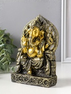 Фигурка полистоун «Ганеша на резном троне», золотая бронза, 4×11.7×17.3 см  (артикул 10964516)  большой выбор товаров оптом и в розницу по низким ценам с доставкой