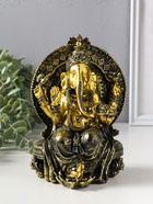 Фигурка полистоун «Ганеша в шароварах, на троне», золотая бронза, 11.3×12.2×17.2 см  (артикул 10964517)  большой выбор товаров оптом и в розницу по низким ценам с доставкой