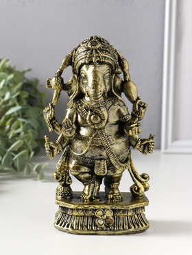 Фигурка полистоун «Ганеша в украшениях», бронза, 5.5×10.5×17.5 см  (артикул 10964518)  большой выбор товаров оптом и в розницу по низким ценам с доставкой