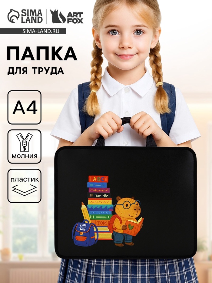 Папка для труда, А4, пластиковая, 33×26×7.5 см «Капибара» - Фото 1