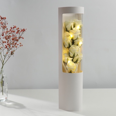 УЦЕНКА Букет из мыльных лепестков свет "Белые розы" 7х9,5х40 см