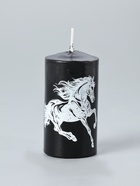 УЦЕНКА Свеча - цилиндр 50×100 мм с накаткой «Конь», чёрная - Фото 2