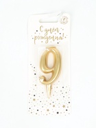 УЦЕНКА Свеча для торта цифра «Золотая», 5.5 см, цифра 9 - Фото 2