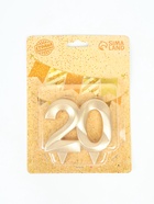 УЦЕНКА Свеча для торта юбилейная «Грань», цифра 20, золотой блеск, 8 см - Фото 2